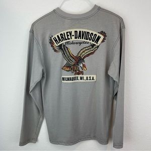 Harley Davidson Long Sleeve Eagle Henley Shirt Small